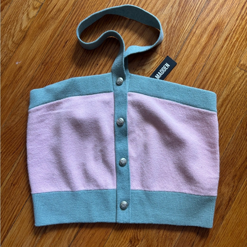 NWT - Steve Madden Pastel Pink and Teal Halter Top (S)
